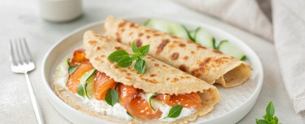 Panqueca Sem Farinha de Trigo e Sem Ovo com Recheio de Salmão: Irresistível e Saudável!